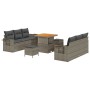 Conjunto de sofá de jardín 9 pcs Gris ratán sintético