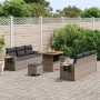 Conjunto de sofá de jardín 9 pcs Gris ratán sintético