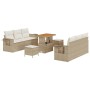 Conjunto de sofá de jardín 9 pcs Beige ratán sintético