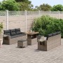 Conjunto de sofá de jardín 9 pcs Gris ratán sintético
