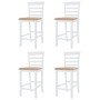 Set mesa y sillas de bar 5 piezas madera maciza marrón y blanco