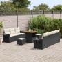 Conjunto de sofá de jardín 10 pcs Negro ratán sintético