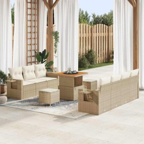 Conjunto de sofá de jardín 10 pcs Beige ratán sintético Conjunto de sofá de jardín 10 pcs Beige ratán sintético