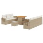 Conjunto de sofá de jardín 10 pcs Beige ratán sintético