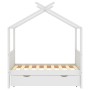Kinderbettgestell und weiße Massivholzschublade 70x140 cm von vidaXL, Kinderbetten und Betten für Kinder - Ref: Foro24-322148...