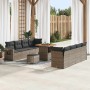 Conjunto de sofá de jardín 11 pcs Gris Poliratán