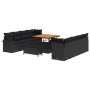 Conjunto de sofá de jardín 11 pcs Negro Poliratán