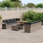 Conjunto de sofá de jardín 11 pcs Gris Poliratán