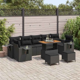 Conjunto de sofá de jardín 10 pcs Negro ratán sintético Conjunto de sofá de jardín 10 pcs Negro ratán sintético