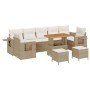Conjunto de sofá de jardín 10 pcs Beige ratán sintético