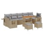 Conjunto de sofá de jardín 10 pcs Beige ratán sintético