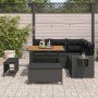 Conjunto de sofá de jardín 8 pcs Negro ratán sintético