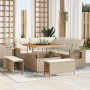 Conjunto de sofá de jardín 8 pcs Beige ratán sintético