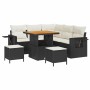 Conjunto de sofá de jardín 8 pcs Negro ratán sintético