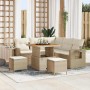 Conjunto de sofá de jardín 8 pcs Beige ratán sintético