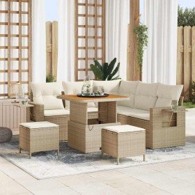 Conjunto de sofá de jardín 8 pcs Beige ratán sintético Conjunto de sofá de jardín 8 pcs Beige ratán sintético