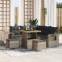 Conjunto de sofá de jardín 8 pcs Gris ratán sintético