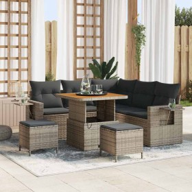 Conjunto de sofá de jardín 8 pcs Gris ratán sintético
