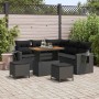 Conjunto de sofá de jardín 8 pcs Negro ratán sintético