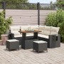 Conjunto de sofá de jardín 8 pcs Negro ratán sintético