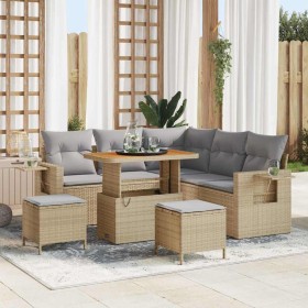 Conjunto de sofá de jardín 8 pcs Beige ratán sintético