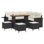 Conjunto de sofá de jardín 9 pcs Negro ratán sintético