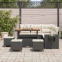 Conjunto de sofá de jardín 9 pcs Negro ratán sintético