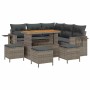 Conjunto de sofá de jardín 9 pcs Gris ratán sintético