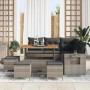 Conjunto de sofá de jardín 9 pcs Gris ratán sintético