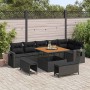 Conjunto de sofá de jardín 9 pcs Negro ratán sintético