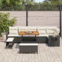 Conjunto de sofá de jardín 9 pcs Negro ratán sintético