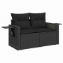 Conjunto de sofá de jardín 9 pcs Negro ratán sintético