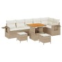 Conjunto de sofá de jardín 9 pcs Beige ratán sintético