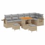 Conjunto de sofá de jardín 9 pcs Beige ratán sintético