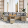 Conjunto de sofá de jardín 9 pcs Beige ratán sintético