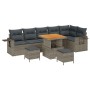 Conjunto de sofá de jardín 9 pcs Gris ratán sintético
