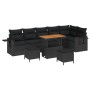 Conjunto de sofá de jardín 9 pcs Negro ratán sintético