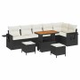 Conjunto de sofá de jardín 9 pcs Negro ratán sintético