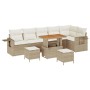 Conjunto de sofá de jardín 9 pcs Beige ratán sintético