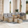 Conjunto de sofá de jardín 9 pcs Beige ratán sintético