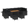 Conjunto de sofá de jardín 10 pcs Negro ratán sintético