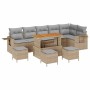Conjunto de sofá de jardín 10 pcs Beige ratán sintético