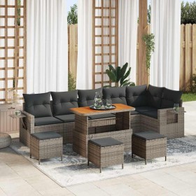 Conjunto de sofá de jardín 10 pcs Gris ratán sintético