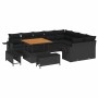 Conjunto de sofá de jardín 12 pcs Negro ratán sintético