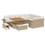 Conjunto de sofá de jardín 12 pcs Beige ratán sintético