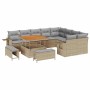 Conjunto de sofá de jardín 12 pcs Beige ratán sintético