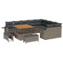Conjunto de sofá de jardín 12 pcs Gris ratán sintético