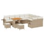 Conjunto de sofá de jardín 12 pcs Beige ratán sintético