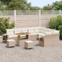 Conjunto de sofá de jardín 12 pcs Beige ratán sintético