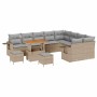 Conjunto de sofá de jardín 12 pcs Beige ratán sintético
